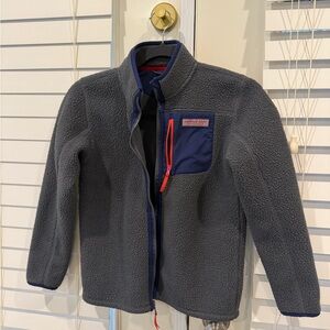 Vineyard Vines Kids Fleece Jacket - Charcoal and Navy